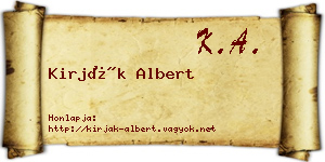 Kirják Albert névjegykártya